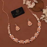 New Rose Gold Necklace Jewellery Set with Earrings for Women and girls-thumb2