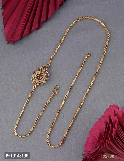 American Diamond Copper Gold Plated 24 Inch Mugappu Mop chain For Women