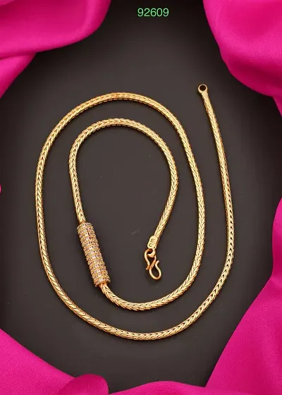 Stylish And Fancy Copper Gold Plated 24 Inch Chain For Women