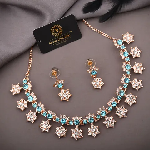 Partywear Alloy American Diamond Necklace Sets