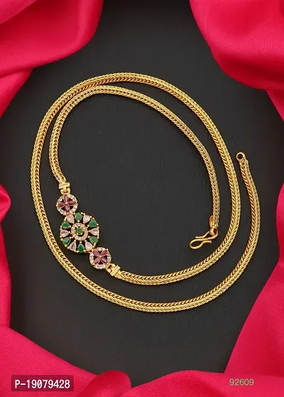 Stylish Golden Brass Antique Diamond Chains For Women-thumb0