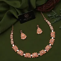 New Rose Gold Necklace Jewellery Set with Earrings for Women and girls-thumb3