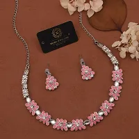 New Silver l Necklace Jewellery Set with Earrings for Women and girls-thumb2