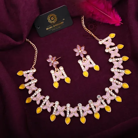 Partywear Alloy American Diamond Necklace Sets