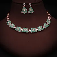 New Rose Gold Necklace Jewellery Set with Earrings for Women and girls-thumb2