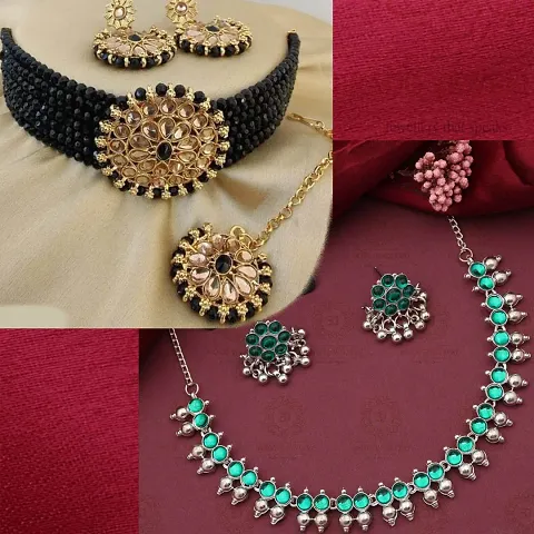 Combo of 2 Wedding Special Alloy American Diamond Jewellery Sets