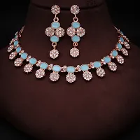 Stylish Women Heavy Polished Diamond Choker Necklace set with 1 Pair of Earrings Jewellery Set-thumb3