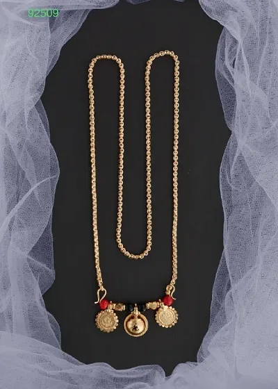 Golden Brass Open Diamond Mangalsutra With Chain For Women