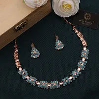 New Rose Gold Necklace Jewellery Set with Earrings for Women and girls-thumb1