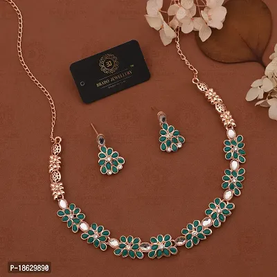 New Rose Gold Necklace Jewellery Set with Earrings for Women and girls