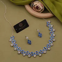 New Silver Necklace With 1 pair Of Earrings For Women And Girl-thumb2