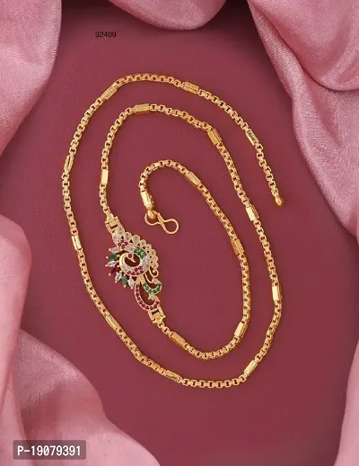 Stylish Golden Brass Antique Diamond Chains For Women