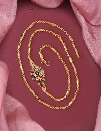 Stylish Golden Brass Diamond Chains For Women