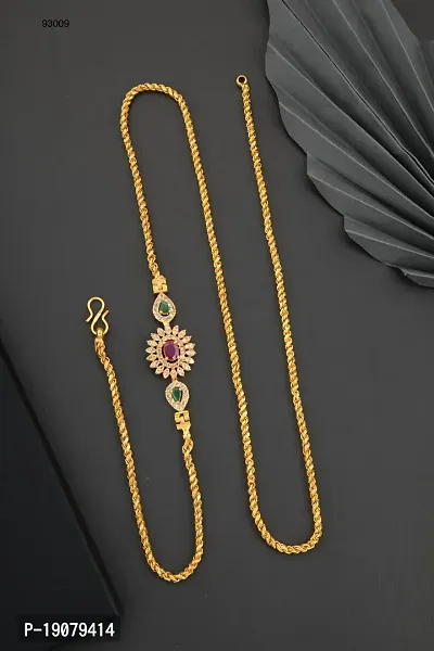 Stylish Golden Brass Antique Diamond Chains For Women