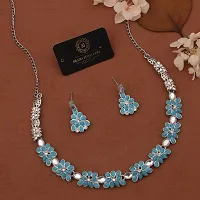 New Silver l Necklace Jewellery Set with Earrings for Women and girls-thumb2