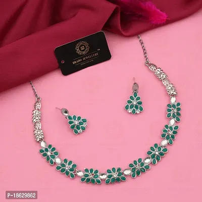 New Silver l Necklace Jewellery Set with Earrings for Women and girls