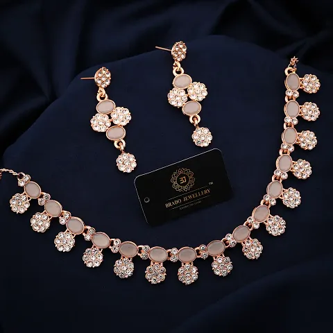 Trending Brass Golden American Diamond Jewellery Sets For Women