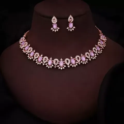 Trendy Plated Choker Set With Matching Pair Of Earrings For Women And Girls.