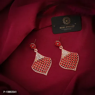 Multicoloured Brass American Diamond Drop Earrings Earrings For Women
