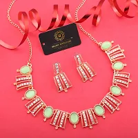 Stylish Women Heavy Polished Diamond Choker Necklace set with 1 Pair of Earrings Jewellery Set-thumb1