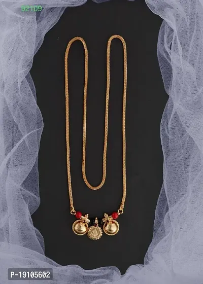 Stylish Golden Brass Open Diamond Long Vati Mangalsutra With Chain For Women