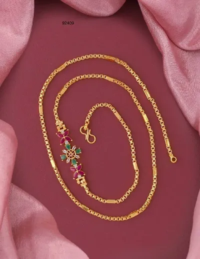 Women Stylish Golden Brass Antique Diamond Chains