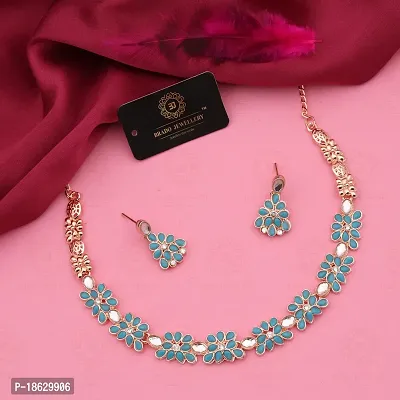 New Rose Gold Necklace Jewellery Set with Earrings for Women and girls