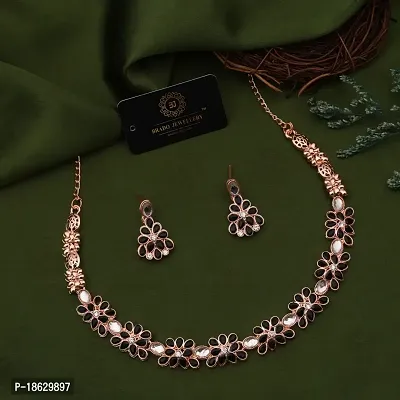 New Rose Gold Necklace Jewellery Set with Earrings for Women and girls