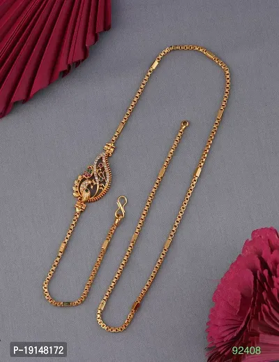 American Diamond Copper Gold Plated 24 Inch Mugappu Mop chain For Women