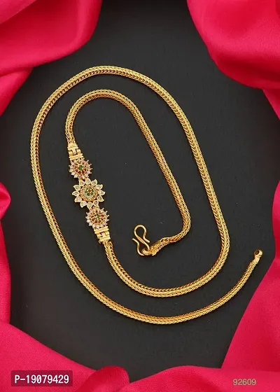 Stylish Golden Brass Antique Diamond Chains For Women