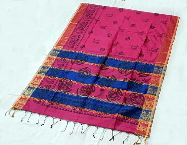 Printed Handloom Cotton Sarees with Blouse piece