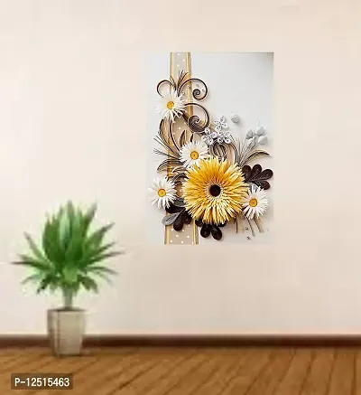 Prime Home Decor 3D Beautiful Yellow Flower HD Wall Poster | Wall Covring Size 12 inch X 18 Inch | Multicolor Wall Poster-thumb4