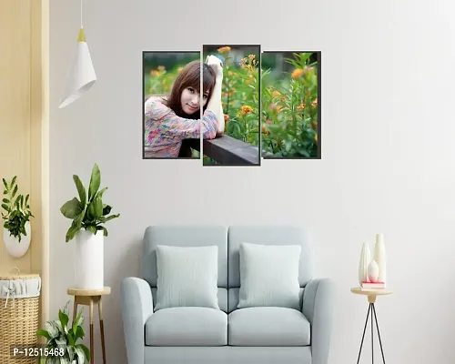 Prime Home Decor Beautiful Girl with Flower Wall Poster(Multicolor PVC Vinyl)