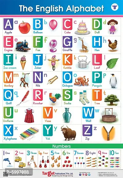 Jumbo English Alphabet and Numbers Chart for Kids Perfect For Homeschooling, Kindergarten and Nursery Children-thumb0