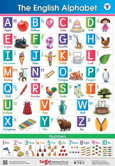 Jumbo English Alphabet and Numbers Chart for Kids Perfect For Homeschooling, Kindergarten and Nursery Children