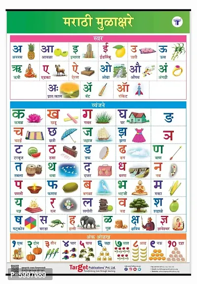 Jumbo Marathi Mulakshare Chart for Kids (Marathi Alphabet and Numbers) Perfect For Homeschooling, Kindergarten and Nursery Children