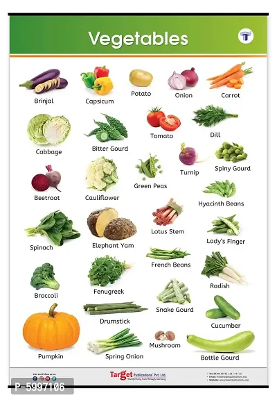 Jumbo Vegetables Chart for Kids Learn about Green Vegetables and other Types of Vegetables at Home or School with Educational Wall Chart for Children-thumb0