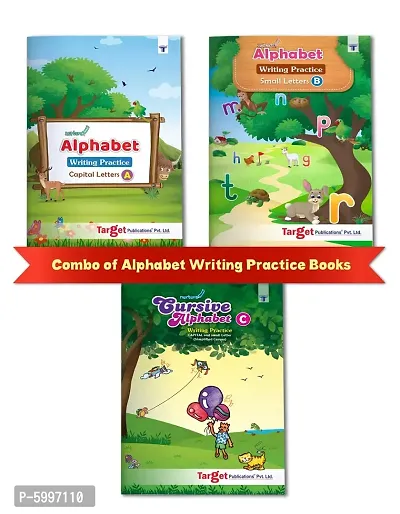 Nurture English Alphabet Writing Practice Books for Kids 3 to 8 Year Old ABCD Capital, Small and Cursive Letter Tracing Practise for Nursery, Preschool and Primary Children Set of 3 Books