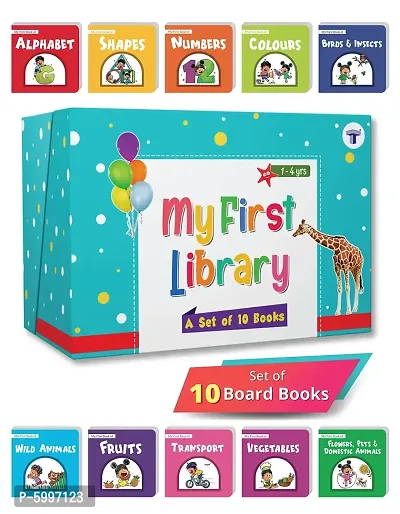 My First Library Box Set of 10 Board Books for Kids Complete Learning Library Kids Book of Alphabet, Numbers, Colours, Fruits and More for Children Gift Set [Board book]-thumb0