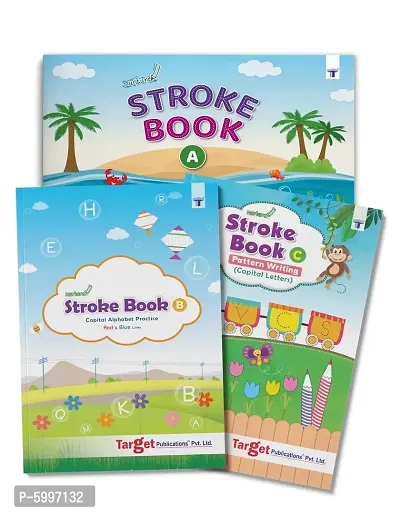 Nurture Stroke Book for Kids Trace  Practice Sleeping  Standing Lines, ABCD Alphabet  Curves 2 to 5 Year Old Preschool and Nursery Children Includes Pattern Writing  Fun Activities Set of 3 Books-thumb0