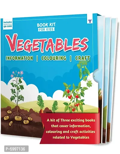 Vegetable Book for Kids First Learning Book Kit for Kids Vegetable Book Kit for Crafts, Colouring and Information Sticker Activity for Toddlers Ideal Learning Gift for Kids