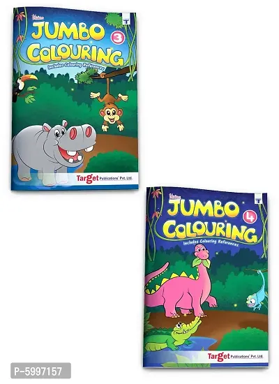 Jumbo Colouring Books for Kids 6 to 10 Year Old Children Perfect Gift with 68 Fun Colouring and Painting Activities A3 Size Level 3 and 4 - Pack of 2 Books-thumb0