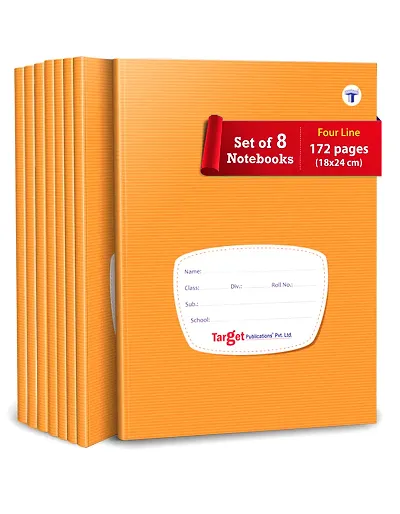 Red and Blue Line Small Notebooks for Kids - Pack of 8, 172 Pages