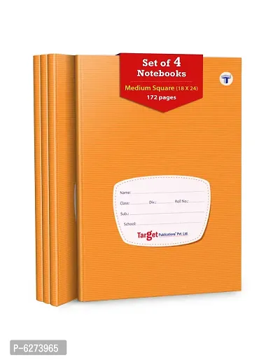 Medium Square Maths Notebooks for Kid - Pack of 4, 172 Pages