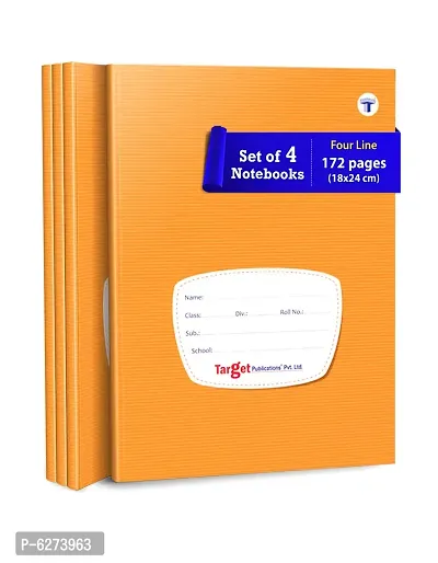Red and Blue Line Small Notebooks for Kids - Pack of 4, 172 Pages