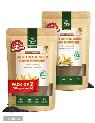 Castor Oil Cake Powder Organic Fertilizer NPK Micronutrients For Plants 800 g, Pack Of 2-thumb0