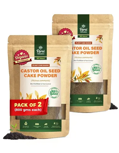 Castor Oil Cake Powder Organic Fertilizer NPK Micronutrients For Plants 800 g, Pack Of 2