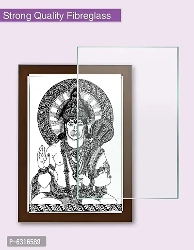 Lord Hanuman Ji Photo Frame | Handmade Mandala Frame for Wall Decor, Pooja Room, Living Room, Bedroom | Size : 13 X 9.5 in, Brown-thumb4