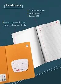 TARGET PUBLICATIONS Single Line Interleaf Notebooks | One Side Blank/Unruled and One Side Ruled | 172 Pages | Soft Brown Cover | 17 x 27 cm Approx | Pack of 8 | GSM 58-thumb1