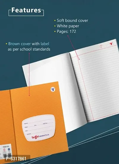 TARGET PUBLICATIONS Single Line Interleaf Notebooks | One Side Blank/Unruled and One Side Ruled | 172 Pages | Soft Brown Cover | 17 x 27 cm Approx | Pack of 8 | GSM 58-thumb2